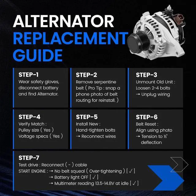 Alt view image 6 of 7 - Alternator Compatible with Toyota Camry 2015-2017, RAV4 2013-2018, 2.5L L4, Fit for 14486 104211-3541 27060-0V170 14486N