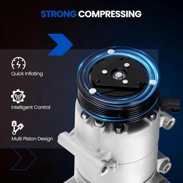 Alt view image 5 of 7 - 198359 Air Conditioning A/C Compressor with Clutch Compatible with Ford Escape 2017-2019 1.5L, 2013-2016 1.6L, Compatible with Ford Transit Connect 2014-2016 1.6L L4