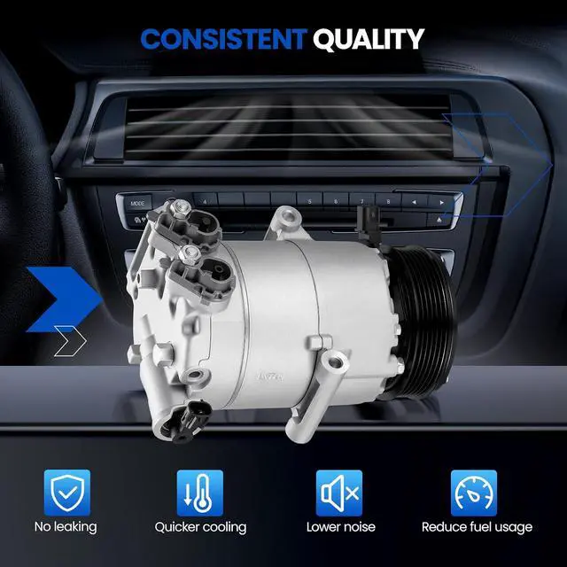 Alt view image 4 of 7 - 198359 Air Conditioning A/C Compressor with Clutch Compatible with Ford Escape 2017-2019 1.5L, 2013-2016 1.6L, Compatible with Ford Transit Connect 2014-2016 1.6L L4