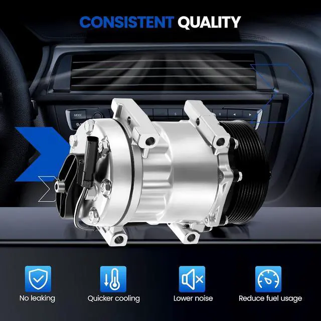 Alt view image 7 of 7 - 68589 Air Conditioning A/C Compressor with Clutch Compatible with Dodge Ram 2500 3500 1994-2005, L6 5.9L