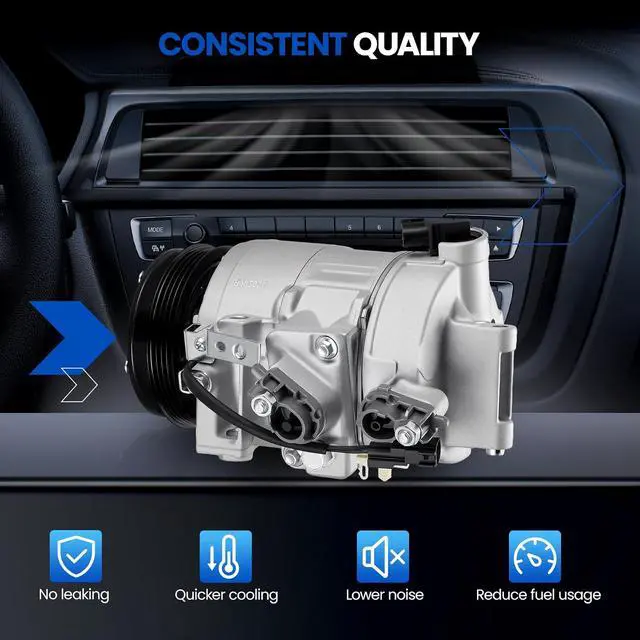 Alt view image 4 of 7 - 198342 Air Conditioning A/C Compressor with Clutch Compatible with Ford Explorer 2012-2015 2.0L, 16-19 2.3L, for Taurus 2013-2017 2.0L, Compatible with Lincoln MKT 2013-2016 2.0L