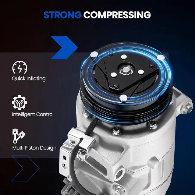 Alt view image 5 of 7 - 198342 Air Conditioning A/C Compressor with Clutch Compatible with Ford Explorer 2012-2015 2.0L, 16-19 2.3L, for Taurus 2013-2017 2.0L, Compatible with Lincoln MKT 2013-2016 2.0L