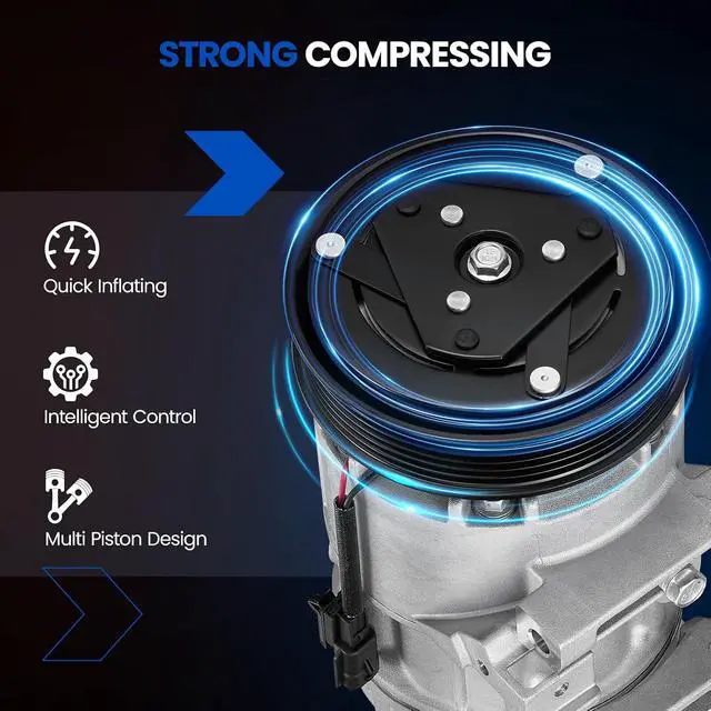 Alt view image 5 of 7 - Air Conditioning AC Compressor with Clutch 77664 Compatible with Nissan Altima 2013-2018 L4 2.5L 13 14 15 16 17 18 (Not not fit for 2.5L SL/SV)