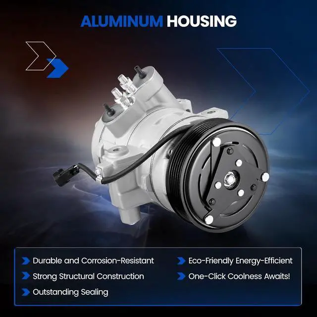 Alt view image 3 of 7 - 97488 Air Conditioning AC Compressor with Clutch for Ford | Compatible with Ford Focus 2008-2011 2.0L 2.5L, for Transit Connect 2010-2013 2.0L