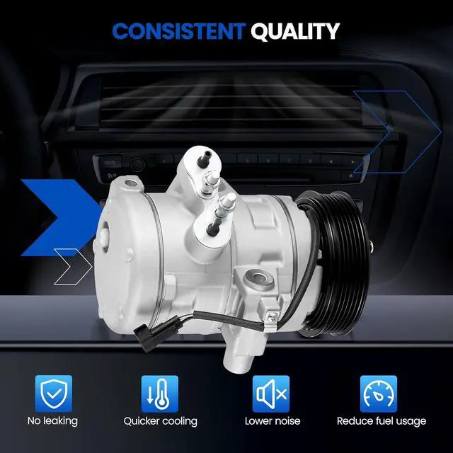 Alt view image 4 of 7 - 97488 Air Conditioning AC Compressor with Clutch for Ford | Compatible with Ford Focus 2008-2011 2.0L 2.5L, for Transit Connect 2010-2013 2.0L