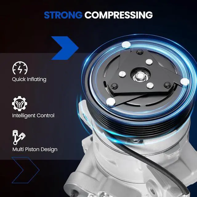 Alt view image 5 of 7 - 97488 Air Conditioning AC Compressor with Clutch for Ford | Compatible with Ford Focus 2008-2011 2.0L 2.5L, for Transit Connect 2010-2013 2.0L