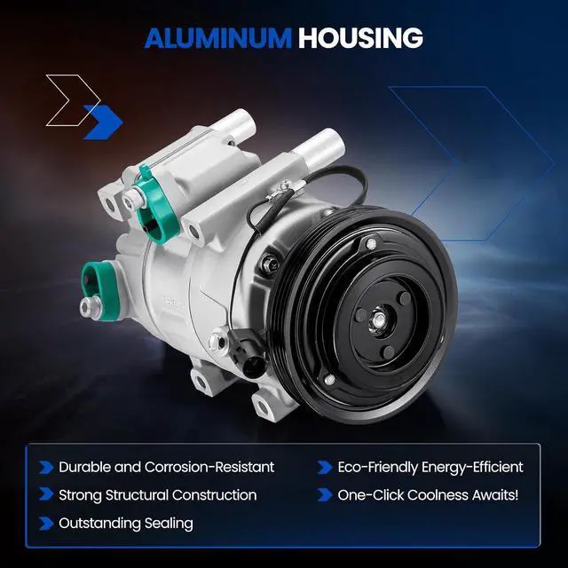 Alt view image 3 of 7 - 68358 Air Conditioning A/C Compressor with Clutch Compatible with Dodge Attitude 2006-2010 2012 1.6L L4 GAS, Compatible with Hyundai Accent 2006-2009 1.6L L4 GAS