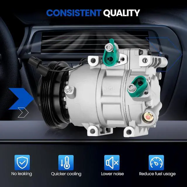 Alt view image 4 of 7 - 68358 Air Conditioning A/C Compressor with Clutch Compatible with Dodge Attitude 2006-2010 2012 1.6L L4 GAS, Compatible with Hyundai Accent 2006-2009 1.6L L4 GAS