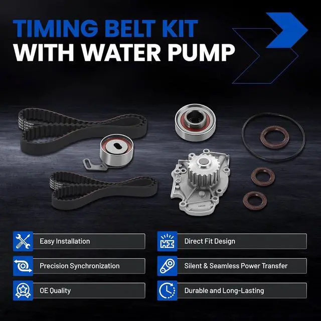 Alt view image 3 of 7 - TBK244 Engine Timing Belt Kit with Water Pump Compatible with Acura 1997 CL 2.2L, 1998-1999 CL 2.3L, Compatible with Honda 1994-1997 Accord 2.2L, 1998-2002 Accord 2.3L,1998 Odyssey 2.3L