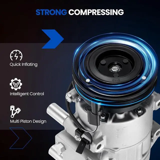 Alt view image 5 of 7 - 98371 Air Conditioning A/C Compressor with Clutch Compatible with Kia Rio 2006-2011 1.6L L4, Compatible with Kia Rio5 2006-2011 1.6L L4