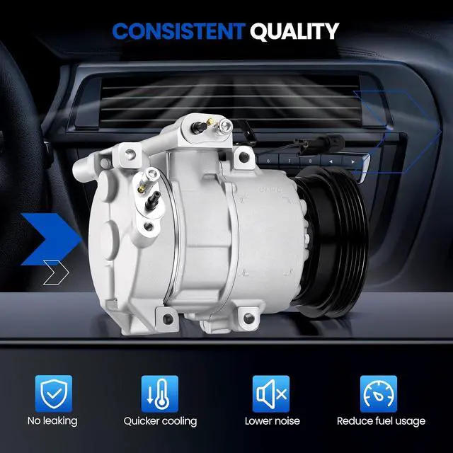 Alt view image 4 of 7 - 98371 Air Conditioning A/C Compressor with Clutch Compatible with Kia Rio 2006-2011 1.6L L4, Compatible with Kia Rio5 2006-2011 1.6L L4