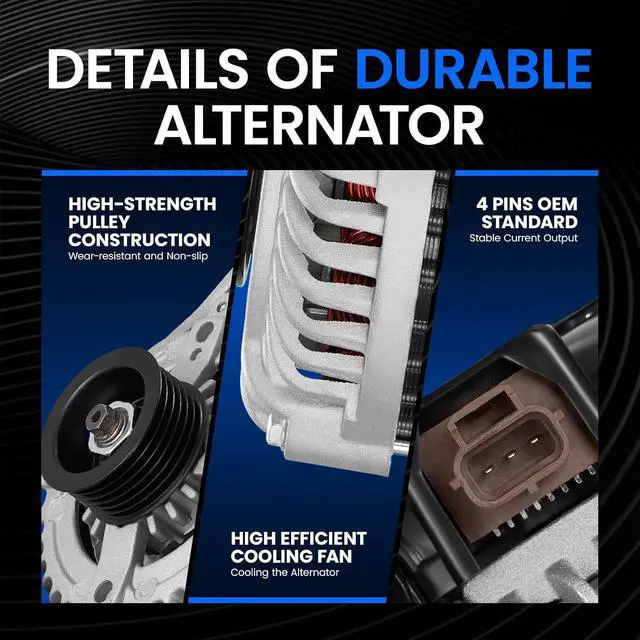 Alt view image 4 of 7 - 11292 Alternator for Ford F150 20092010 4.6L 5.4L V8, 150A | For Ford Expedition 20092010,For Lincoln Navigator 20092010, 12V, Clockwise Rotation, 6Groove