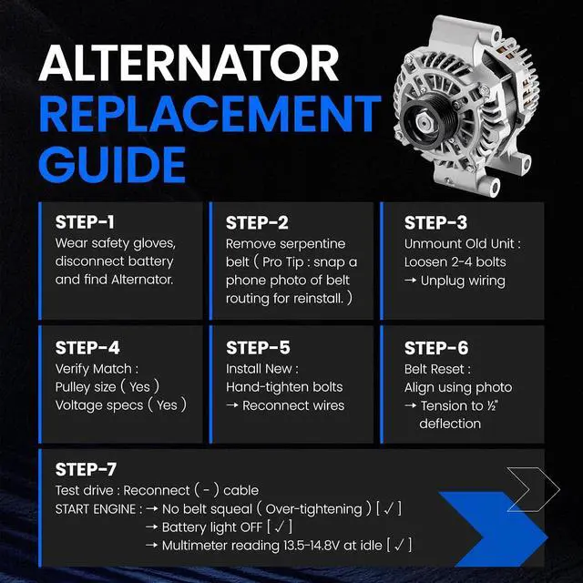 Alt view image 6 of 7 - 11272 Alternator for Ford Escape 20092012 2.5L L4, 150A, 6Groove | For Focus 20082011, Fusion 2010, Transit Connect 20102013, Mazda Tribute, Mercury Mariner Milan,12V, Clockwise Rotation