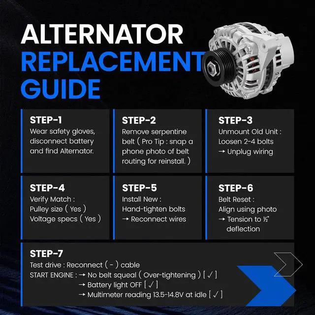 Alt view image 5 of 7 - Alternator Compatible with Honda Civic 2001-2005 1.7L L4, Compatible with Acura EL 2001-2005 L4 1.7L, 70AMP 13893N 06311PLM505RM 31100-PLM-A01A02 02RM AHGA50 64 400-48035 90-27-3268 A005TA6991A