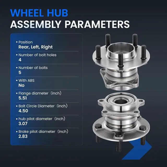 Alt view image 4 of 7 - 512350 Rear Wheel Bearing and Hub Assembly Fits for AWD Models 1 PCS | Compatible with Mazda CX-7 2007-2012 2.3L L4, 2010-2012 2.5L L4