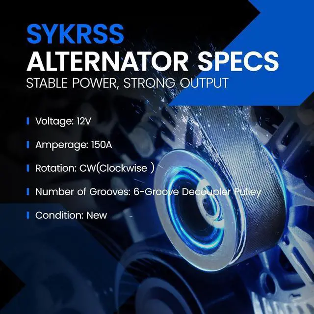 Alt view image 2 of 7 - 11636 Alternator for Ford Escape 20132016 1.6L L4, 150A | For Ford Escape 20172019 1.5L L4, 12V, Clockwise Rotation, 6Groove Decoupler Pulley