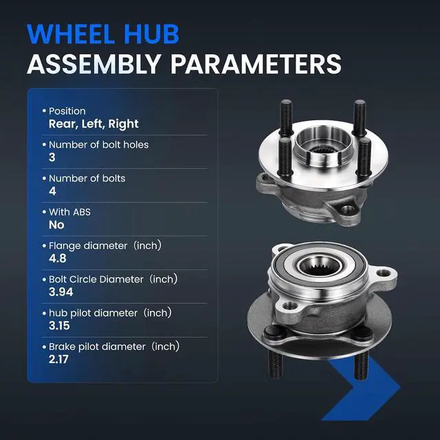 Alt view image 4 of 7 - 512654 Rear Wheel Bearing and Hub Assembly Compatible with Mazda MX-5 Miata 2016-2023 2.0L L4, Gas, 2 PCS