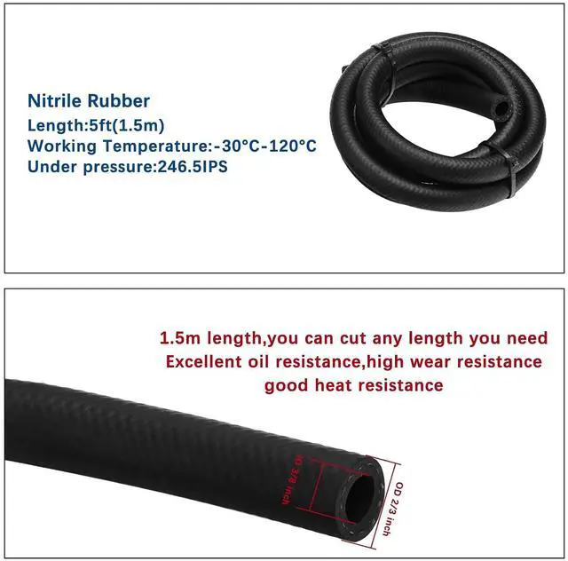 Alt view image 5 of 5 - Oil Catch Can Baffled 300ml, Universal Aluminum Air Oil Separator Tank with 3/8" ID 5FT NBR Hose Kit- Red