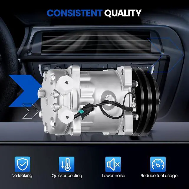 Alt view image 4 of 7 - 58795 Air Conditioning A/C Compressor with Clutch Compatible with Jeep Wagoneer 1985-1986 for Wrangler 1987-1990 Compatible with Mazda 626 1982-1985 for 940 1991-1995