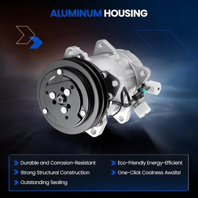 Alt view image 3 of 7 - 58795 Air Conditioning A/C Compressor with Clutch Compatible with Jeep Wagoneer 1985-1986 for Wrangler 1987-1990 Compatible with Mazda 626 1982-1985 for 940 1991-1995