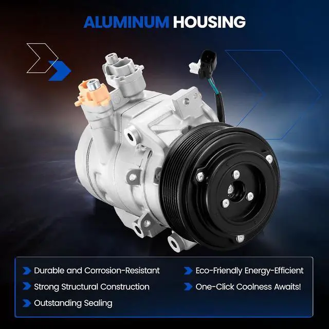 Alt view image 4 of 7 - 68686 Air Conditioning AC Compressor with Clutch for Ford | Compatible with Ford F-250 F-350 F-450 F-550 Super Duty, 2017-2019, V8 6.7L DIESEL