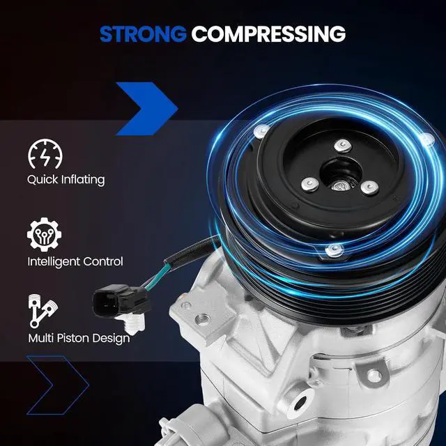 Alt view image 6 of 7 - 68686 Air Conditioning AC Compressor with Clutch for Ford | Compatible with Ford F-250 F-350 F-450 F-550 Super Duty, 2017-2019, V8 6.7L DIESEL