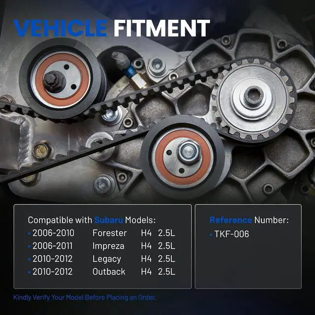 Alt view image 2 of 7 - TKF-006 Engine Timing Belt Kit with Water Pump Compatible with Subaru 2006-2010 Forester, 2006-2011 Impreza, 2010-2012 Legacy, 2010-2012 Outback