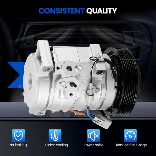 Alt view image 6 of 7 - 78388 Air Conditioning A/C Compressor with Clutch Compatible with Toyota Camry 2002-2006, for Highlander 2001-2007, for Solara 2002-2008, L4 2.4L, 10S17C Compressor