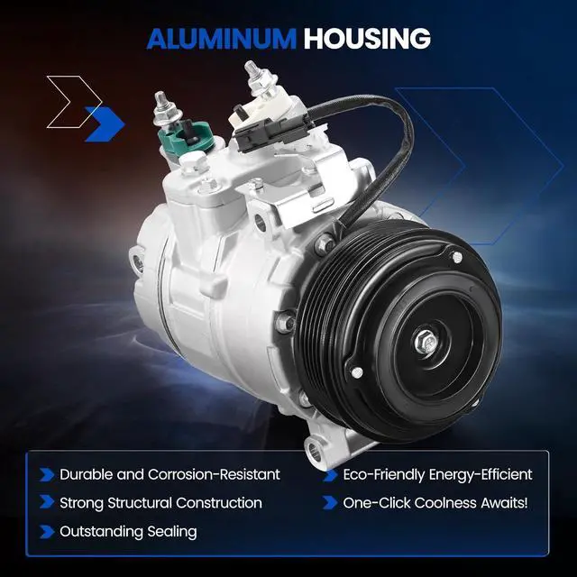 Alt view image 3 of 7 - 198355 Air Conditioning A/C Compressor with Clutch Compatible with Ford Edge 2012-2015, Compatible with Ford Explorer 2012, L4 2.0L GAS Turbocharged, 6 Grooves
