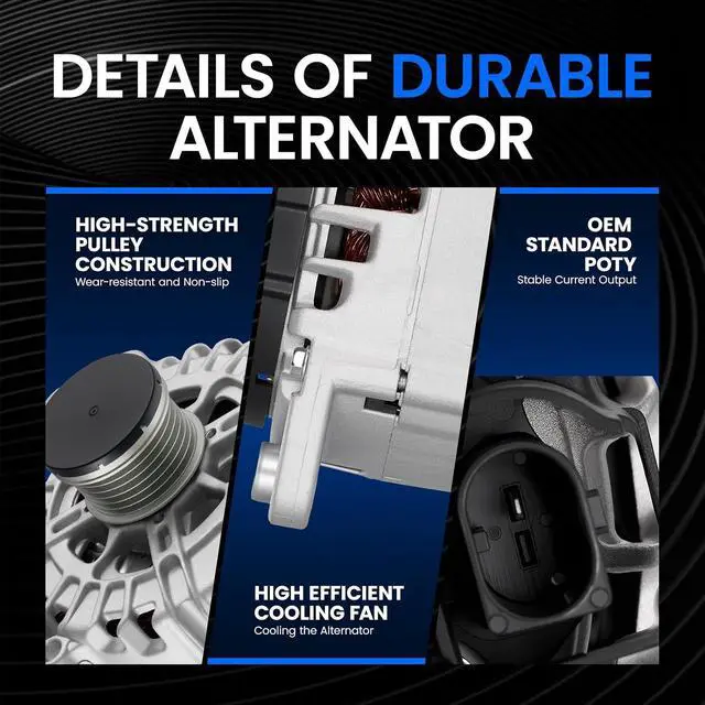 Alt view image 4 of 7 - 20351 Alternator for Volkswagen Jetta 1.4L L4 2016-2018, 140A | 12V, 20351N, TG14C071, TG14C083, Clockwise Rotation, 6-Groove Pulley, IF (Internal Fan), IR (Internal Regulator)