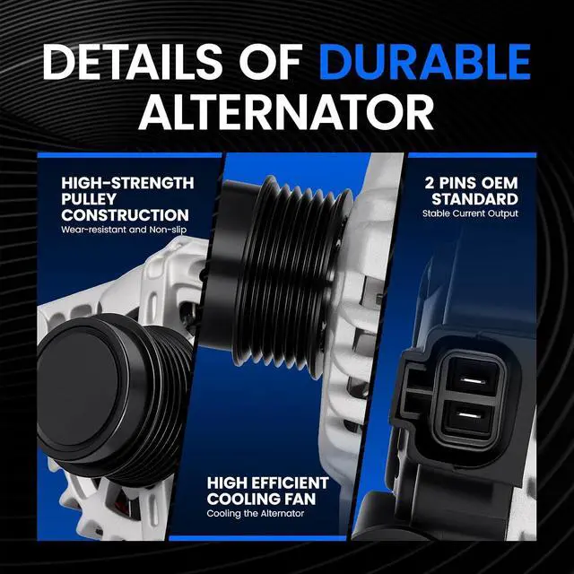 Alt view image 4 of 7 - 11608 Alternator for Kia Soul 20122013 1.6L L4, 90A, 12V | Replace 37300-2B150, 37300-2B150R, 2Blade Terminal, Clock Position Plug, 6Groove Decoupler Pulley Clockwise
