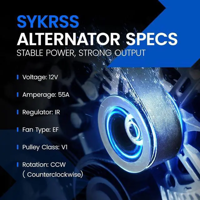 Alt view image 2 of 7 - 12175 Alternator for Bobcat Skid Steer Loader 553 553F 543 543B, 55A | For Mitsubishi FGC70K FGC60K FGC55K FGC50K FGC45K FGC40K FGC35K 199807, 12V, CCW Rotation, V1Groove