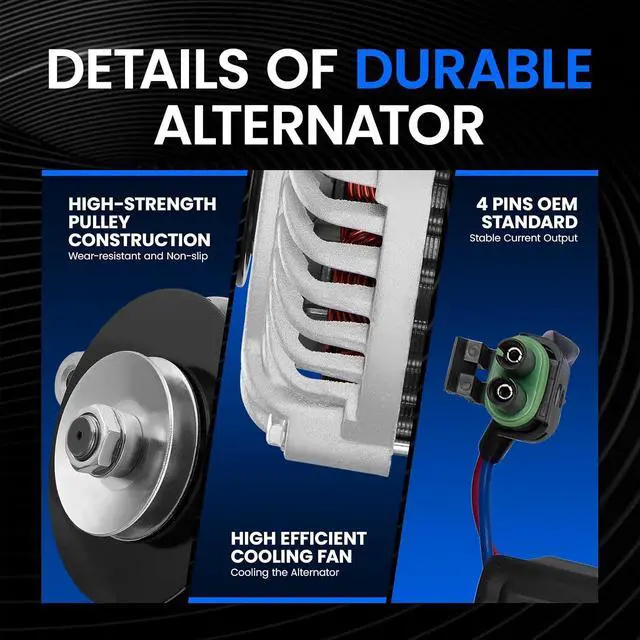 Alt view image 3 of 7 - 12175 Alternator for Bobcat Skid Steer Loader 553 553F 543 543B, 55A | For Mitsubishi FGC70K FGC60K FGC55K FGC50K FGC45K FGC40K FGC35K 199807, 12V, CCW Rotation, V1Groove