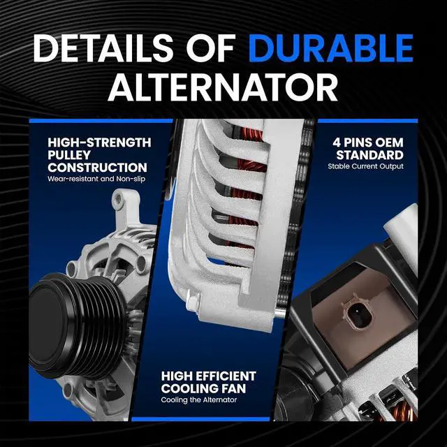 Alt view image 3 of 7 - 21154 Alternator for Honda CRV 20152019 2.4L L4, 135A | For Acura ILX 20162022, TLX 20152020 2.4L L4, 12V, CW Rotation, 7Groove Pulley