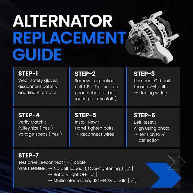 Alt view image 5 of 7 - 21154 Alternator for Honda CRV 20152019 2.4L L4, 135A | For Acura ILX 20162022, TLX 20152020 2.4L L4, 12V, CW Rotation, 7Groove Pulley