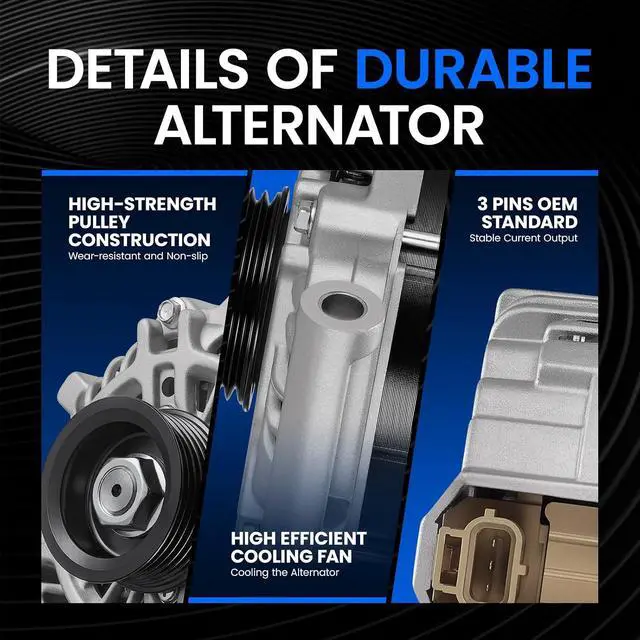 Alt view image 3 of 7 - 11411 Alternator Compatible with Ford Escape 2009-2012, Fusion 2010-2012, Compatible With Mazda Tribute 2009-2011, Mariner 2009-2011, Milan 2010-201, 3.0L, 150Amp 11411N A002TX0391 A002TX0391ZC