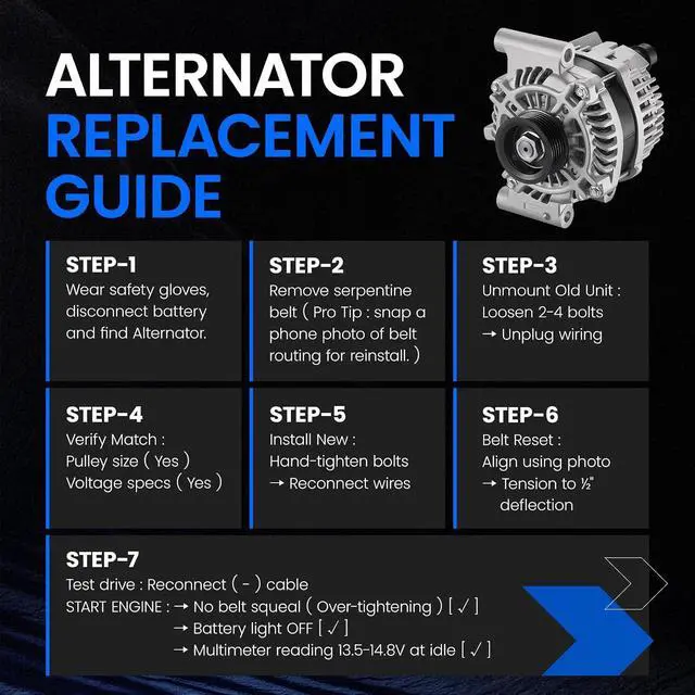 Alt view image 5 of 7 - 11411 Alternator Compatible with Ford Escape 2009-2012, Fusion 2010-2012, Compatible With Mazda Tribute 2009-2011, Mariner 2009-2011, Milan 2010-201, 3.0L, 150Amp 11411N A002TX0391 A002TX0391ZC