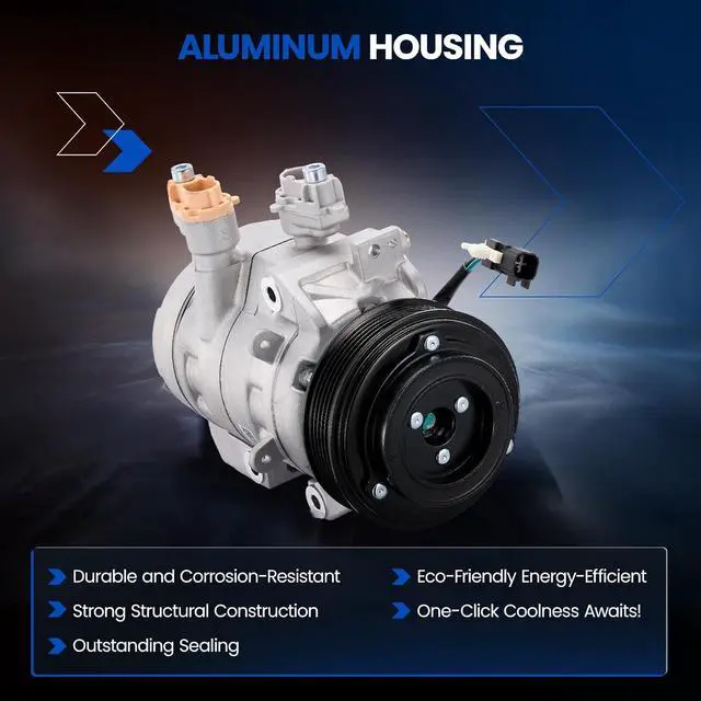 Alt view image 4 of 7 - 68684 Air Conditioning AC Compressor with Clutch for Ford | Compatible with Ford F-250 F-350 F-450 F-550 Super Duty, 2017 2018 2019, 6.2L 6.8L, DKS20DT Style