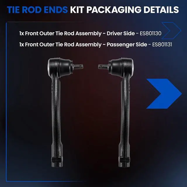 Alt view image 4 of 7 - 2PCS ES80113 ES80113 Outer Tie Rod End Compatible with Hyundai Accent 2012-2017