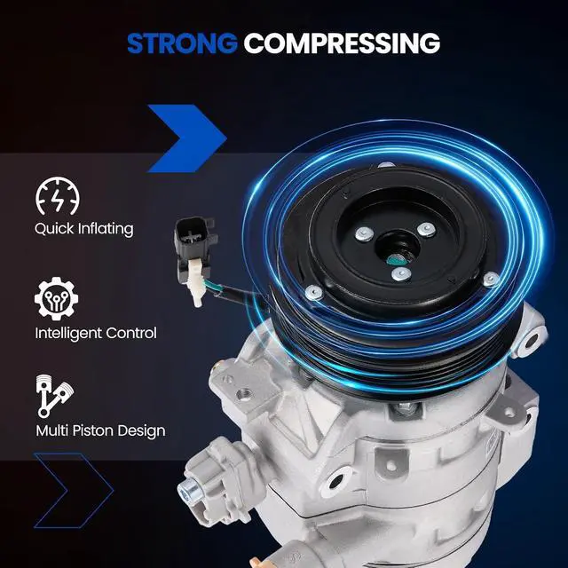 Alt view image 5 of 7 - 68684 Air Conditioning AC Compressor with Clutch for Ford | Compatible with Ford F-250 F-350 F-450 F-550 Super Duty, 2017 2018 2019, 6.2L 6.8L, DKS20DT Style