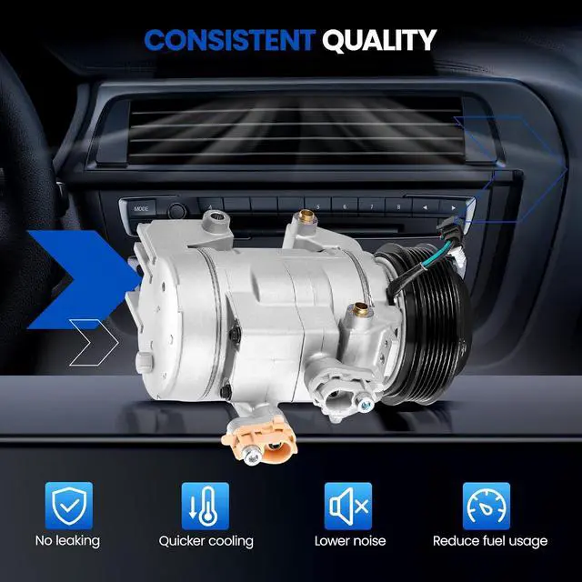 Alt view image 6 of 7 - 68684 Air Conditioning AC Compressor with Clutch for Ford | Compatible with Ford F-250 F-350 F-450 F-550 Super Duty, 2017 2018 2019, 6.2L 6.8L, DKS20DT Style
