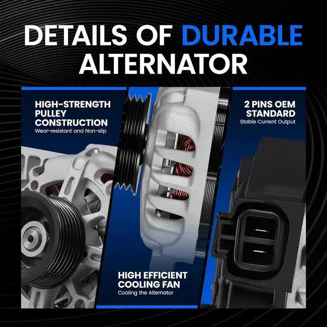 Alt view image 4 of 7 - 11471 Alternator for Kia Soul 20102011 1.6L L4, 90A | For Kia Soul 20102011 Auto and Light Truck, 12V, Clockwise Rotation, 7Groove