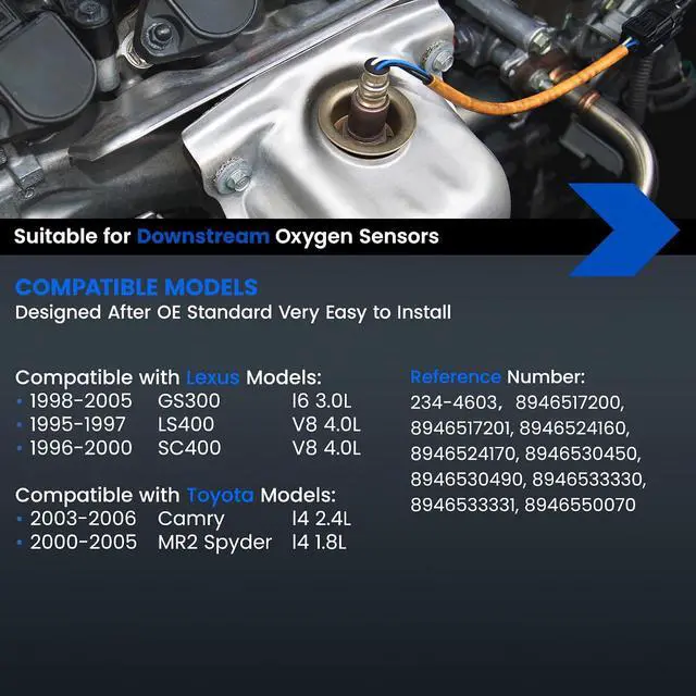 Alt view image 2 of 5 - Downstream O2 Sensor for Toyota Camry MR2 Spyder, for Lexus GS300 IS400 SC400, 234-4603 8946517200 8946517201 8946524160 Oxygen Sensor Replacement, 1PCS
