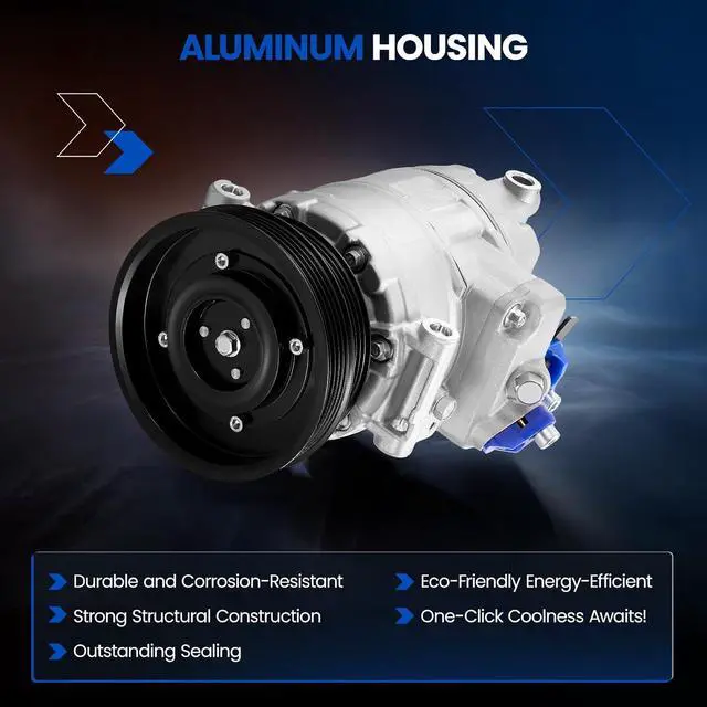 Alt view image 5 of 7 - 198567 Air Conditioning A/C Compressor with Clutch Compatible with Audi TT RS Quattro 12-13, L5 2.5L GAS, Compatible with Volkswagen Jetta 05-14, for Passat 12-14, for Golf Beetle