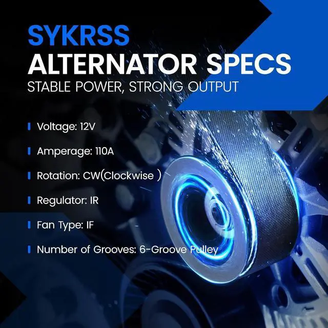 Alt view image 3 of 7 - 11493 Alternator for Hyundai Sonata 20112014 2.0L, 110A | For Hyundai Santa Fe 201012, Kia Optima 201213, Kia Sorento 201112, 12V, Clockwise Rotation, 6Groove