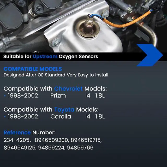 Alt view image 2 of 7 - Upstream O2 Sensor for Toyota Corolla 98-02, for Chevy Prizm 98-02, L4 1.8L, 234-4205 8946509200 8946519715 8946549125 94859224 Oxygen Sensor Replacement, 1PCS