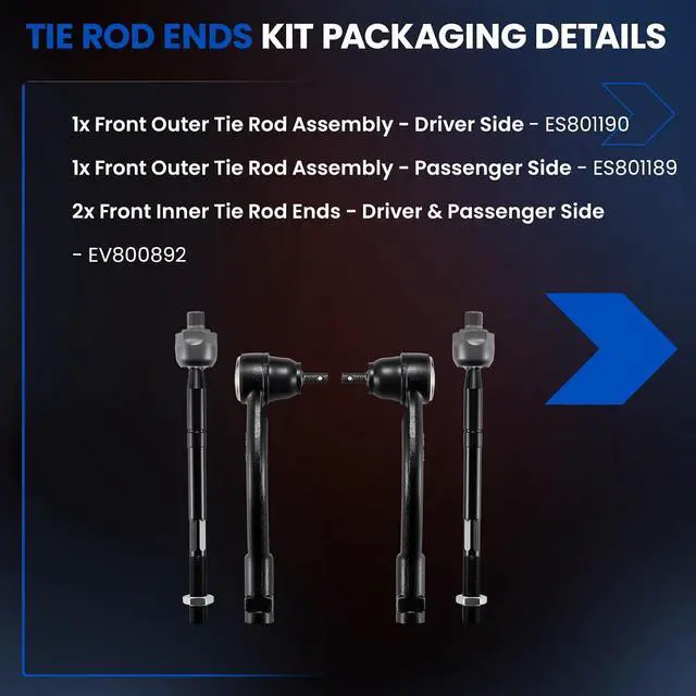 Alt view image 4 of 7 - 4PCS ES80119 ES80118 EV80089 Inner and Outer Tie Rod End kit Compatible with Kia Soul 2012-2013