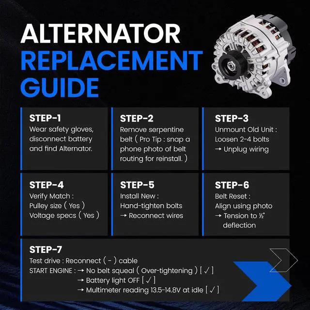 Alt view image 5 of 7 - 13998 Alternator for Volvo XC90 2003-2006 2.5L L5, 140A, 12V | For Volvo S60 2002-2004, XC70 2003-2004, V70 2003-2004, S40 2003-2004, CCW Rotation, 6-Groove