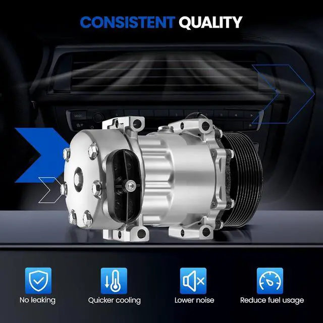 Alt view image 4 of 7 - 60-02144NA Air Conditioning AC Compressor with Clutch for Kenworth | for C500 K100E K270 K300 K370 T170 T300 T270 T370 T400 T800 T2000 T600A W900, Compatible with Peterbilt 320 379 385