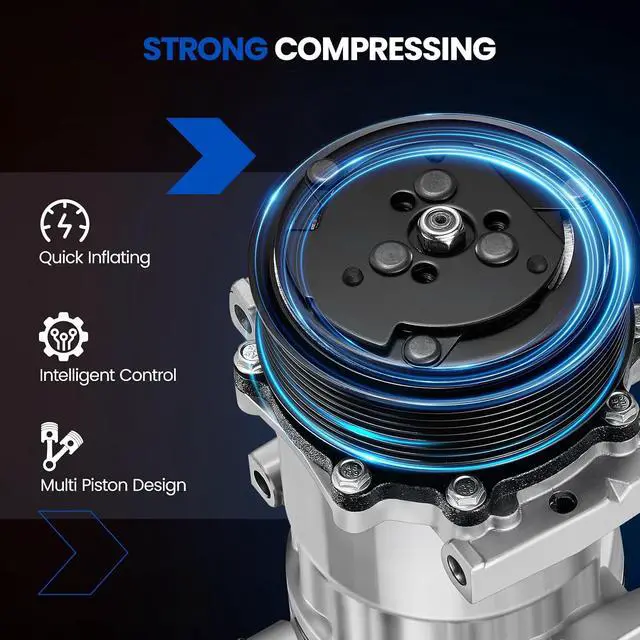 Alt view image 5 of 7 - 60-02144NA Air Conditioning AC Compressor with Clutch for Kenworth | for C500 K100E K270 K300 K370 T170 T300 T270 T370 T400 T800 T2000 T600A W900, Compatible with Peterbilt 320 379 385